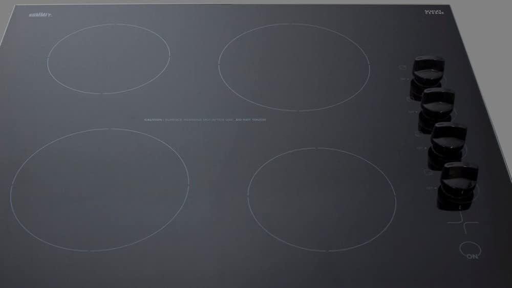 Summit 24' Electric Cooktop, 4 Burners, 230V Radiant Cooktop, Black- CR4B242BK