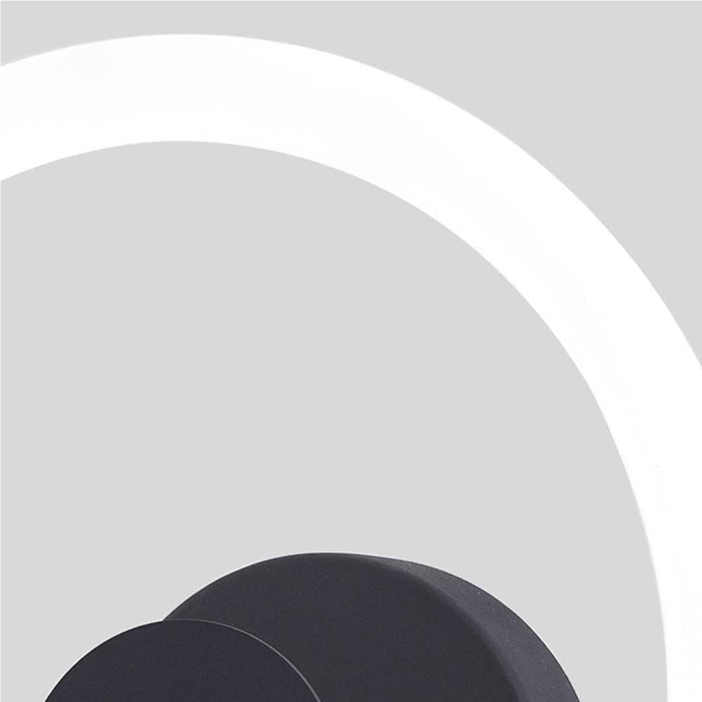 Round Dimmable Wall Sconces Acrylic Modern Wrought Iron Light for Living Room Bedroom Bathroom Kitchen Island(Black)