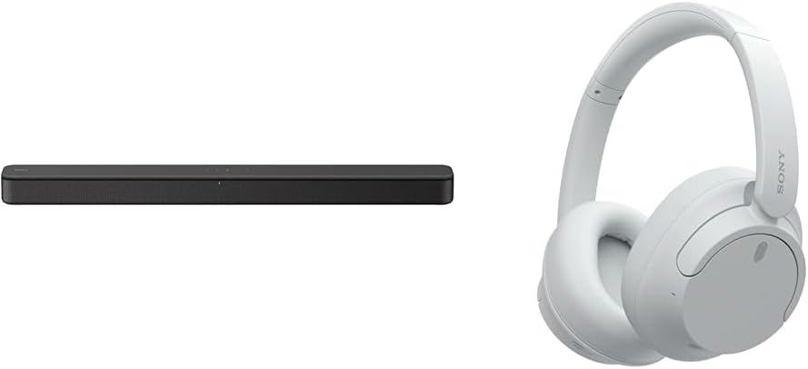 Sony S100F 2.0ch Soundbar with Bass Reflex Speaker, Integrated Tweeter and Bluetooth & WH-CH720N Noise Canceling Wireless Headphones Bluetooth Over The Ear Headset with Microphone
