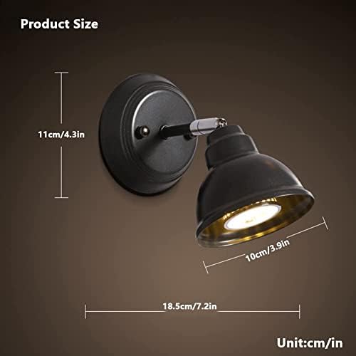 Wall Light Industrial Swing Arm Wall Lamp Adjustable Sconces Wall Lighting with 3W Led Bulb Wrought Iron Light Fixtures Vintage Wall Lights for Living Room Bedroom Kitchen Hallway Bar Farmhouse (Black