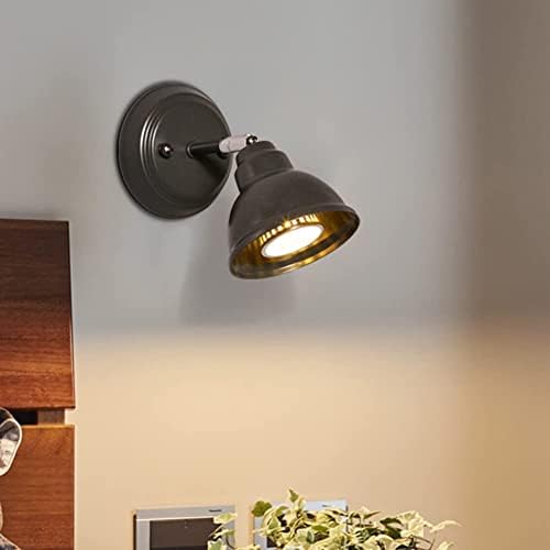 Wall Light Industrial Swing Arm Wall Lamp Adjustable Sconces Wall Lighting with 3W Led Bulb Wrought Iron Light Fixtures Vintage Wall Lights for Living Room Bedroom Kitchen Hallway Bar Farmhouse (Black