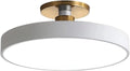 TCeiling Light Fixture Three Tone Acrylic Lampshade Wrought Iron Semi Flush Mount Flat Design Decorative Indoor Lighting for Bedroom Living Room(White,40Cm)