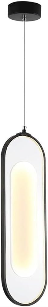 OJRGG Creative Oval Pendant Light with Acrylic Lampshade Modern LED Chandelier Black Wrought Iron Ceiling Light Fixture Hanging Light for Kitchen Island Dining Room Bedroom Hallway Living Room