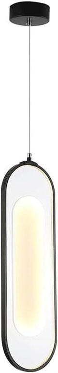 OJRGG Creative Oval Pendant Light with Acrylic Lampshade Modern LED Chandelier Black Wrought Iron Ceiling Light Fixture Hanging Light for Kitchen Island Dining Room Bedroom Hallway Living Room