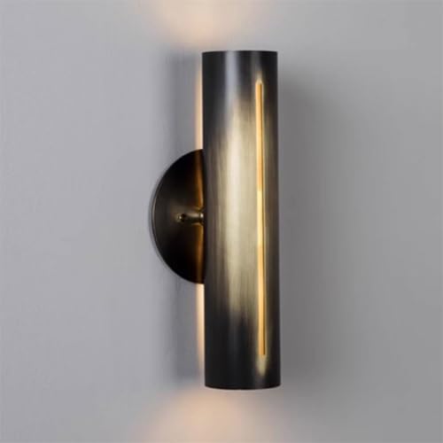 Modern Wrought Iron Wall Sconces - Up & Down Lighting, Black Double Head Decorative Lamp for Bedroom, Living Room, Bathroom & Hallway - Stylish Hollow Finish Wall-Mounted Design