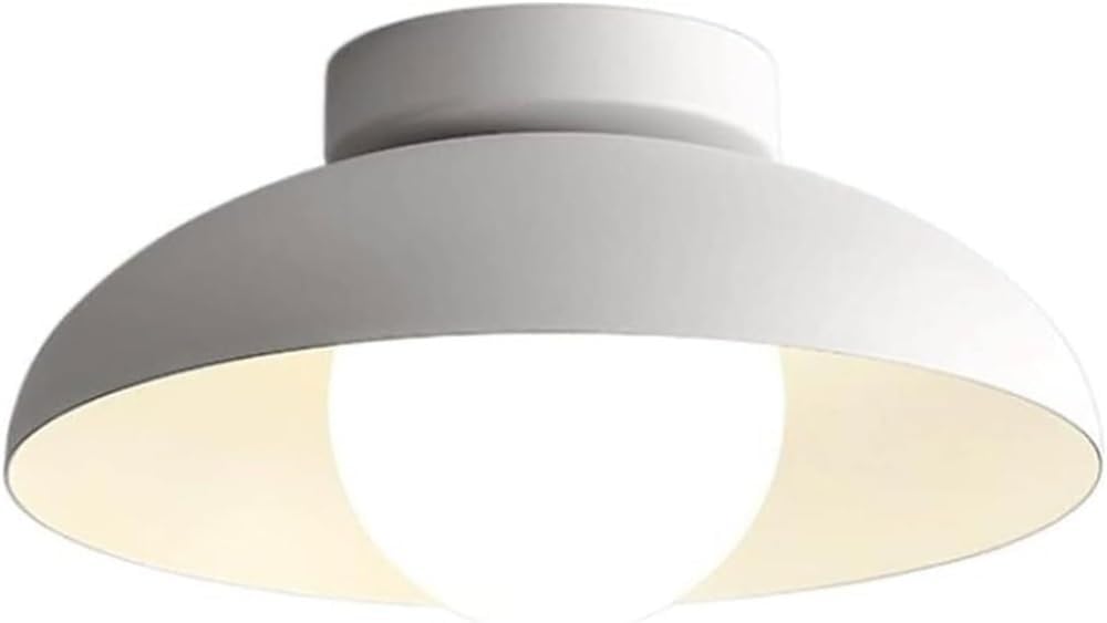 Japanese Style Hanging Lamp G9 Ceiling Light Round Glass Wrought Iron Fixture for Aisle Corridor Kitchen Bedroom Porch Homestay(White)