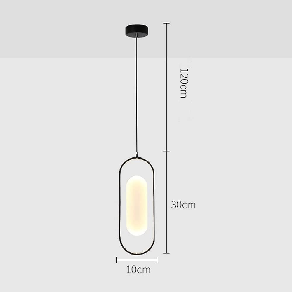 OJRGG Creative Oval Pendant Light with Acrylic Lampshade Modern LED Chandelier Black Wrought Iron Ceiling Light Fixture Hanging Light for Kitchen Island Dining Room Bedroom Hallway Living Room