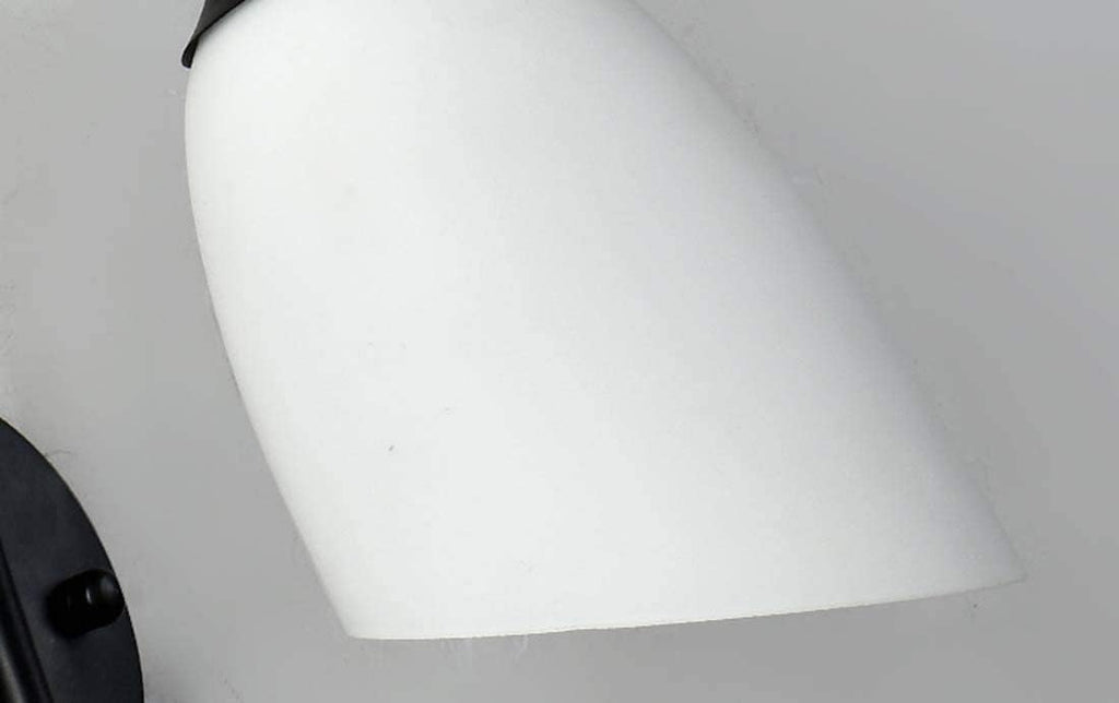 Black Wrought Iron Wall Light Frosted Glass Lamp Fixture Body Modern Minimalist Design Sconce E27 Socket