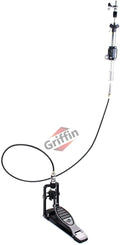 Griffin Remote Hi-Hat Pedal (QuickAction X Series) with Auxiliary 6FT Cable – Heavy-Duty Drum Hardware Kit with Key, Cymbal Stand Holder Mount