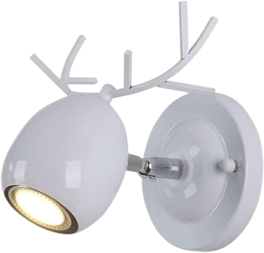 Wall Light Wrought Iron Wall Lamp Nordic Creative Antlers Light Bedroom Sconce for Living Room Bedside Dining Fixtures Decor(White)