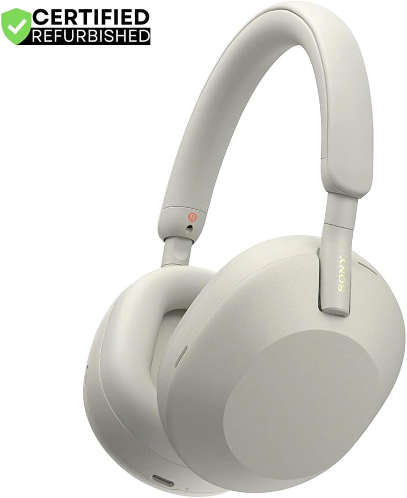 Sony (Refurbished WH1000XM5/S Wireless Industry Leading Noise Canceling Headphones Silver Bundle with 2 YR CPS Enhanced Protection Pack (Renewed)