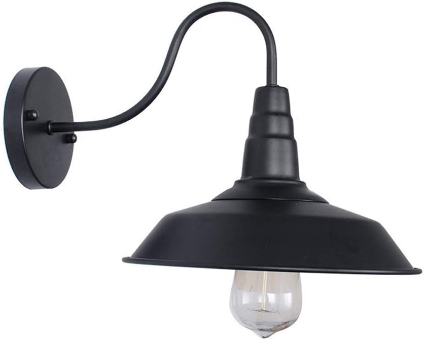 Wall Light Wall Lighting Loft Retro Industrial Wind Pot Cover Wall Lamp Black Gooseneck Retro Wall Lighting Fixtures Wall Sconces Simple Wrought Iron Wall Light for Aisle C,Noir