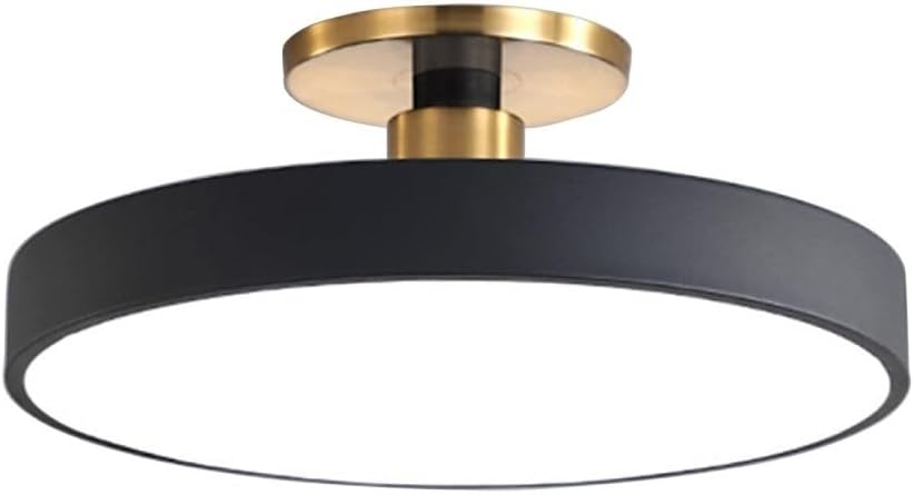 Modern Wrought Iron Ceiling Light Fixture, Round LED Dimmable Semi Flush Mount Ceiling Light for Bedroom Living Room Ceiling Lamp(Black,50cm/19.6in)