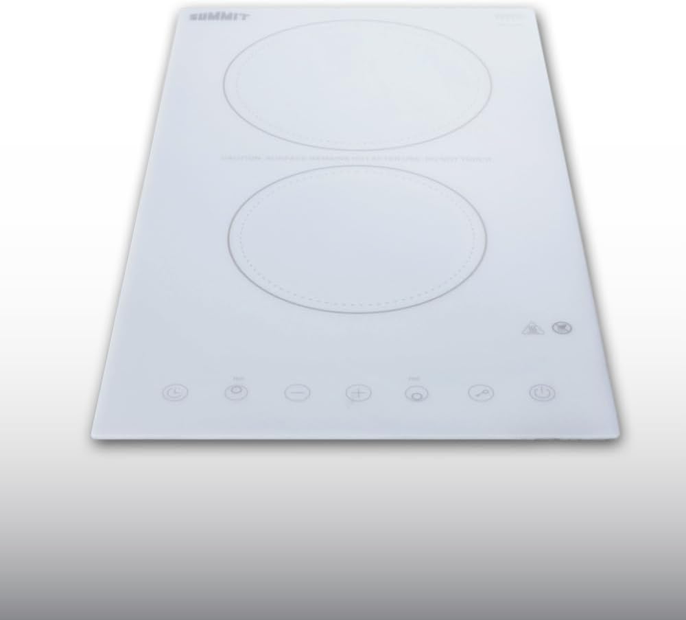 Summit 12' 2 Burner Electric Cooktop. 230 Volt Radiant Cooktop, ADA Compliant, White- CR2B23T4W