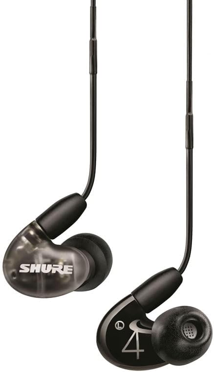 Shure AONIC 4 Wired Sound Isolating Earbuds, Detailed Sound, Dual-Driver Hybrid, Secure in-Ear Fit, Detachable Cable, Durable Quality, Compatible with Apple & Android Devices - Black