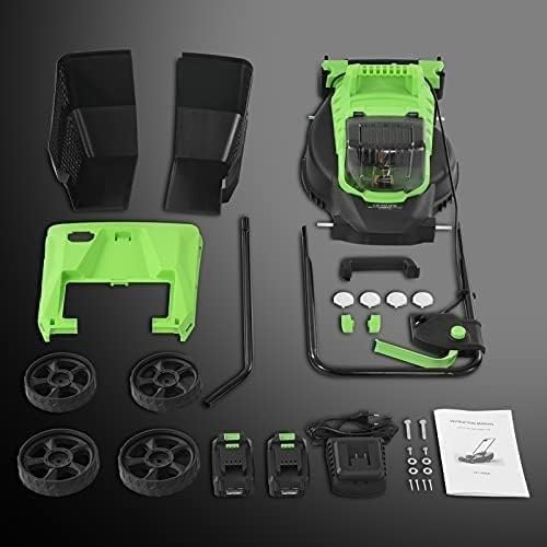 Electric Cordless Lawnmower Push Rotary Lawnmower Lightweight Hover Collect Lawn Mower Cutting Heights 30-70 cm up to 380 m2 Garden with 30L Grass Box