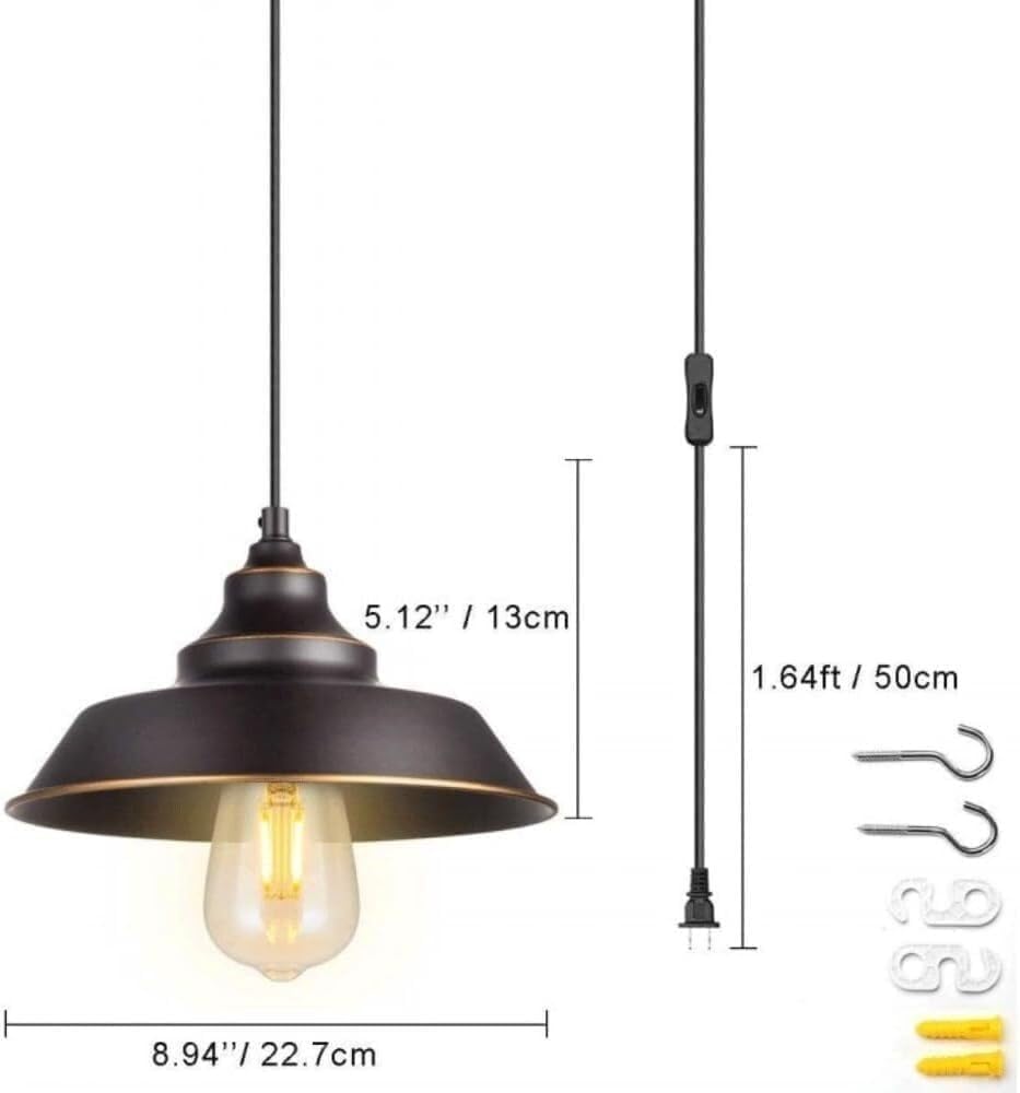 Black Wrought Iron Pot Lid Chandelier American Industrial Style Pendant Light Ceiling Type/Plug Hanging Lamp Indoor Adjustable Height Ceiling Light Fixture for Kitchen Island Dining Room Bedr