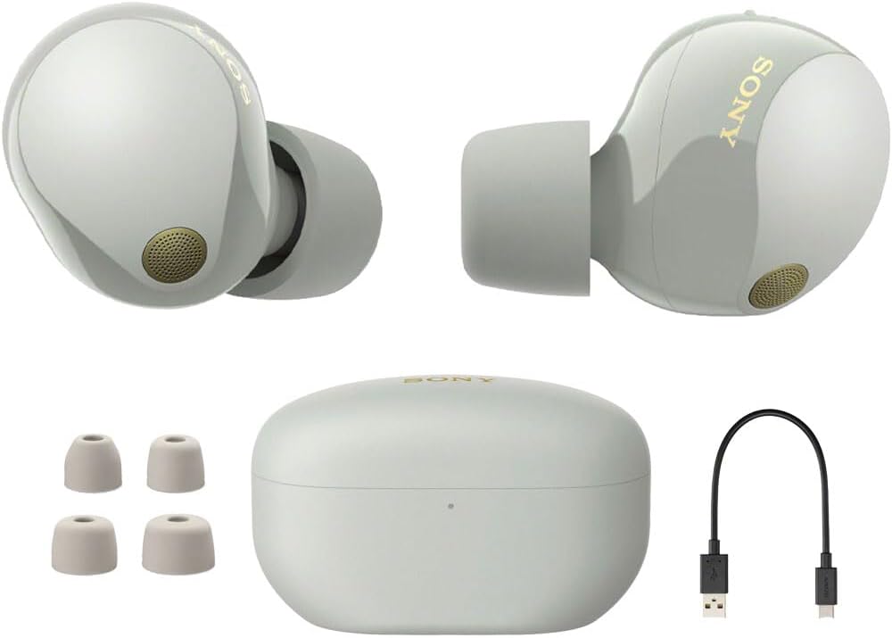 Sony WF-1000XM5 Noise Canceling Truly Wireless Earbuds (Silver) Bundle with 2 YR CPS Enhanced Protection Pack and Audio Essentials Software