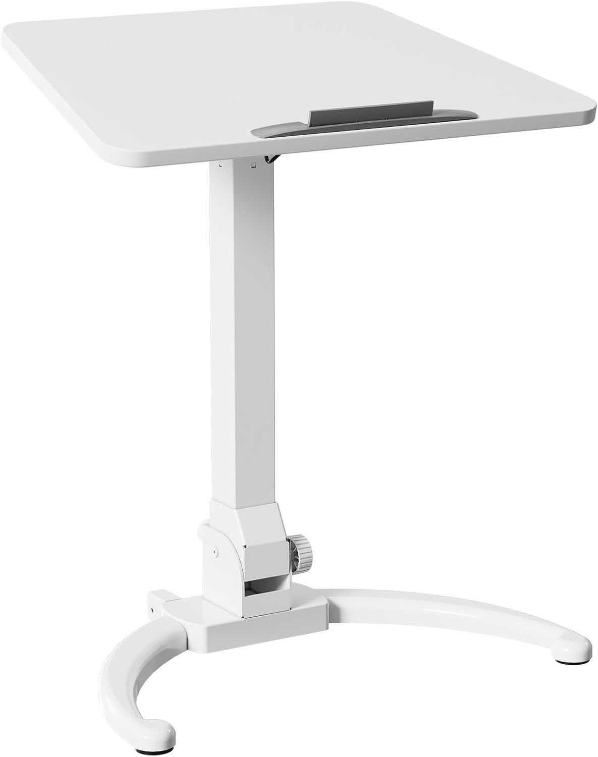 JOY worker Foldable Mobile Standing Desk, Height Adjustable Sit Stand Desk, 90° Tiltable Rolling Laptop Table, Portable Workstation with Wheels Non-Slip Mat for Home Office, Holds Up to 22lbs, White