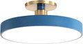 TCeiling Light Fixture Three Tone Acrylic Lampshade Wrought Iron Semi Flush Mount Flat Design Decorative Indoor Lighting for Bedroom Living Room(Blue,40Cm)