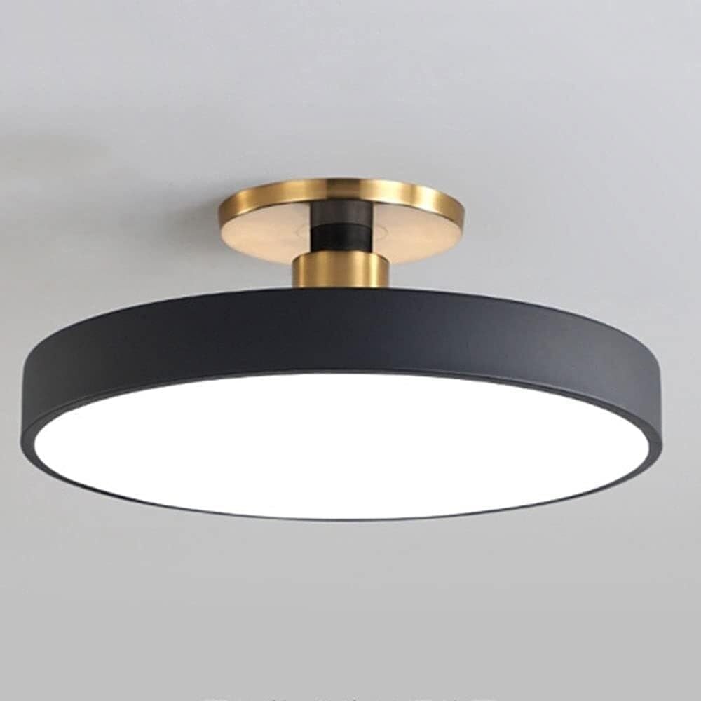 Semi Flush Mount Ceiling Light Modern Wrought Iron Ceiling Light Fixture Macaron Round LED Ceiling Lamp for Living Room Bedroom Dining Room Kitchen Study Room Corridor Chandelier(Black,40cm)