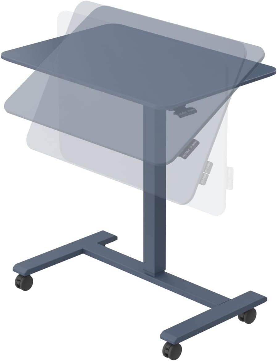 TopJob ANYDESK FOLD Mobile Standing Desk, Portable with Lockable Wheels, Foldable Stand Desk, Rolling Computer Workstations, Used for Home, Couch Side Table, Bedside Table in Bed Room Kitchen