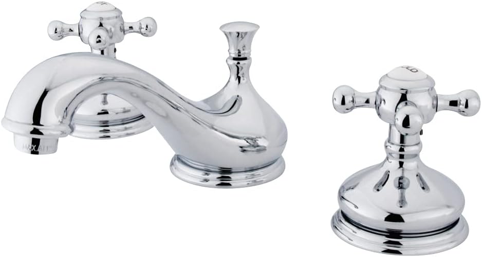 Kingston Brass KS1161BX Vintage Widespread Lavatory Faucet with Metal cross handle, Polished Chrome, 8-Inch Adjustable Center