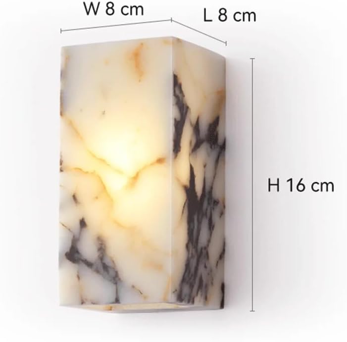 LED Indoor Wall Light, Luxury Black Cuboid Natural Stone Wall Lamp High-end Bedroom Bedside LED Sconce Living Room Bathroom Waterproof Lighting Fixture