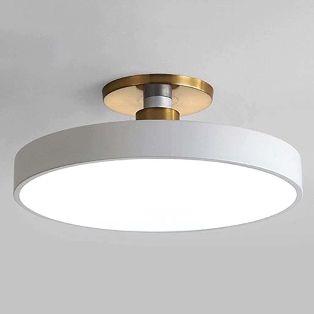 Semi Flush Mount Ceiling Light Modern Wrought Iron Ceiling Light Fixture Macaron Round LED Ceiling Lamp for Living Room Bedroom Dining Room Kitchen Study Room Corridor Chandelier(White,30cm)