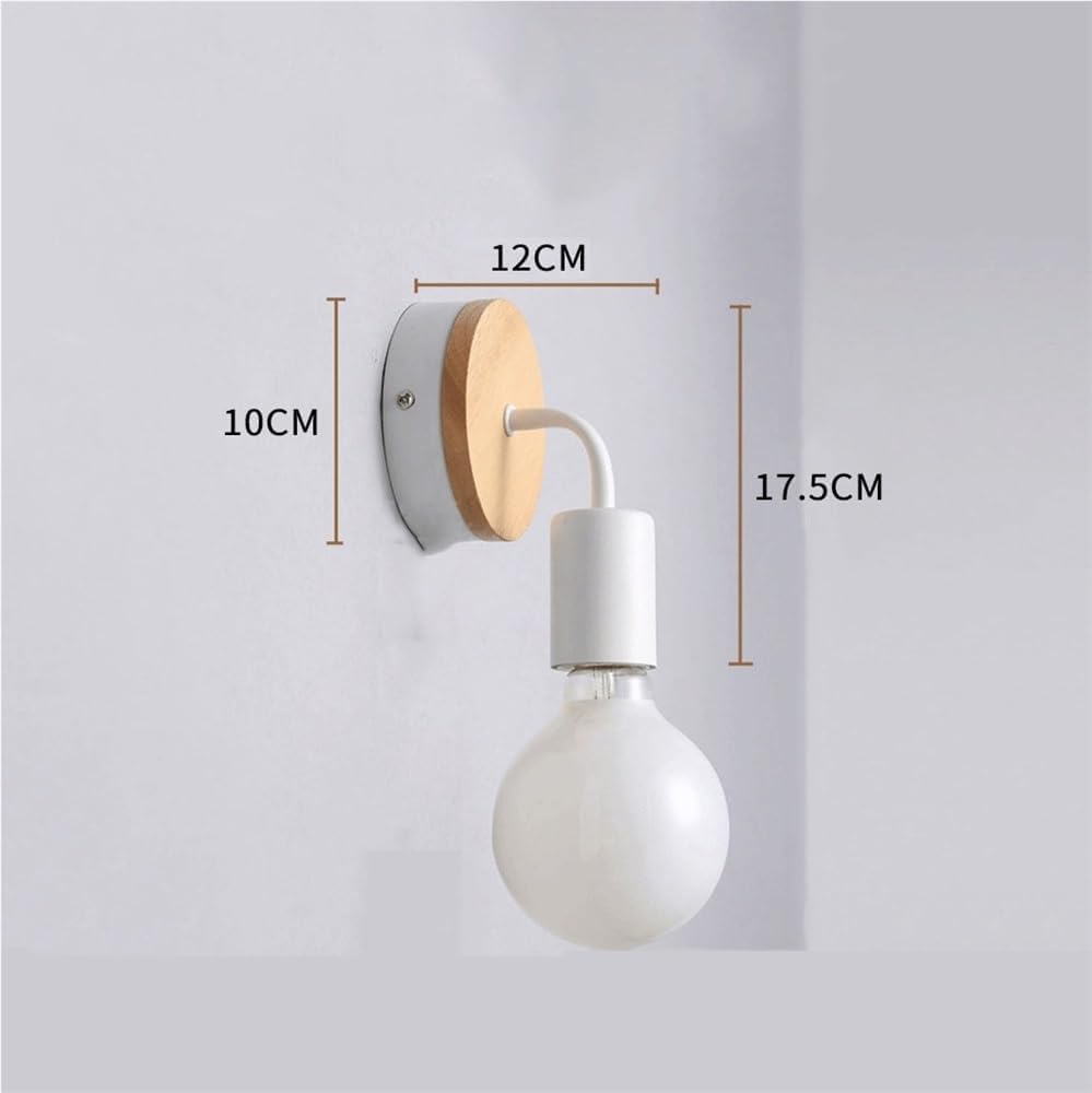 Nordic Solid Single Head Wall Lamp Modern Wrought Iron Wall Sconce Bedroom Bedside Wall Light Fixture Wall Mount Lighting for Corridor Aisle Vanity Mirror Decoration(White)(White)