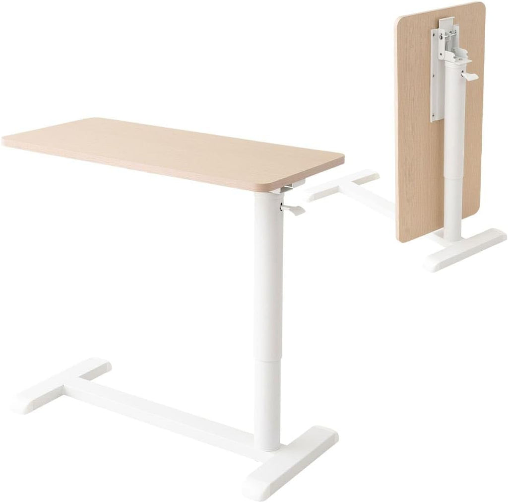 EMOOR Foldable C-Shaped Lifting Side Table Ciudad (Natural), Height Adjustable Space-Saving Metal Frame Bedside Sofa Couch Stand End Table Laptop Desk Snack