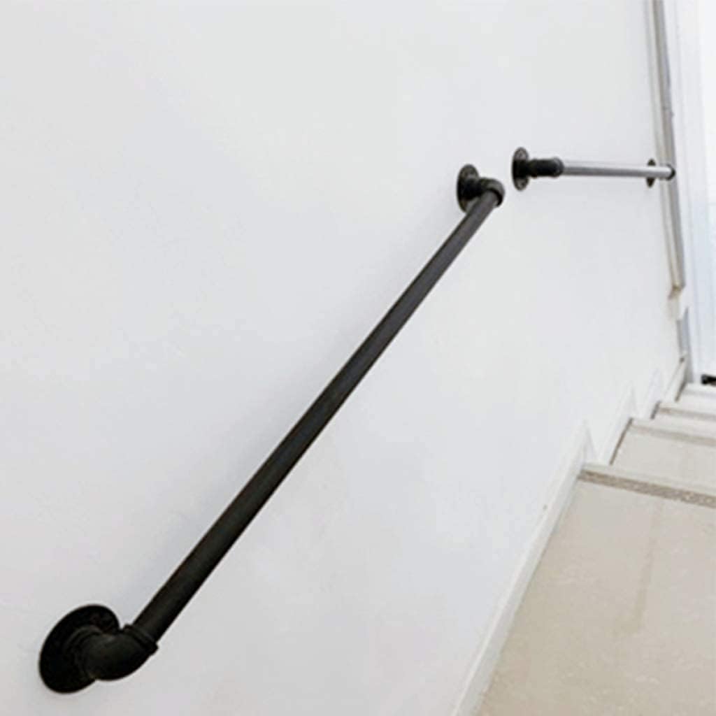Shower Handicap Grab Bars for Bathroom Wall, Black Stair Handrail, Multifunction Metal Wrought Iron Grab Bar Elderly Children Outdoor Indoor Railing Non-Slip Banister Rail Support Kit (Size : 150cm)