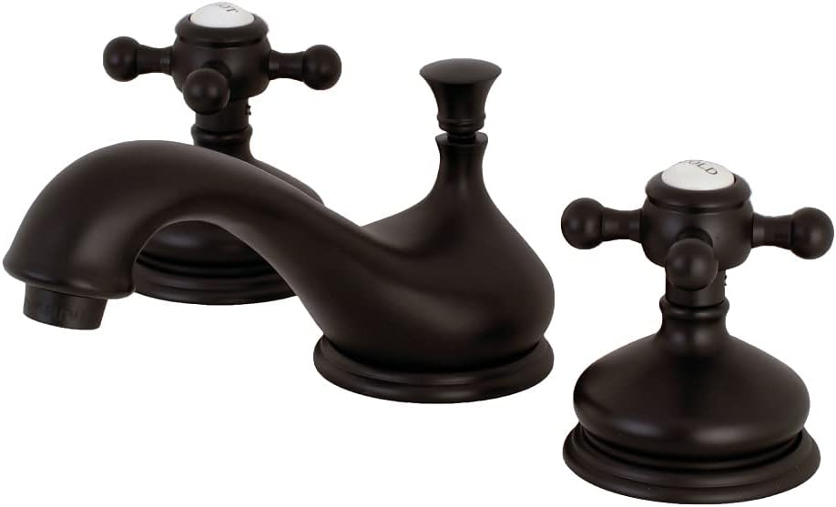 Kingston Brass KS1165BX Vintage Widespread Lavatory Faucet with Metal Cross Handle, Oil Rubbed Bronze 8-Inch Adjustable Center