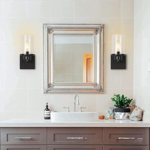 Retro Industrial Glass Wall Lamp - E27 Wrought Iron Fixture for Indoor Use, Stylish Mirror Light for Corridors, Aisles, and Bathrooms - Vintage Decorative Lighting Solution