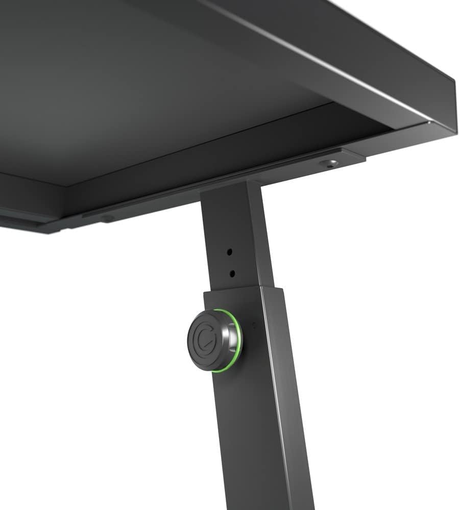 Gravity DJ Desk FDJT 01 DJ Workstation Desk with Speaker Mounts and Laptop Tray for DJs and Live Performance, black