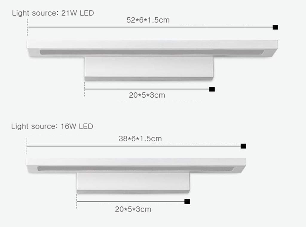 Mirror Light Mirror Front Light Modern Minimalist Wrought Iron Acrylic Bathroom Wall Lamp,Wall Lamps(Black 16w/38cm)