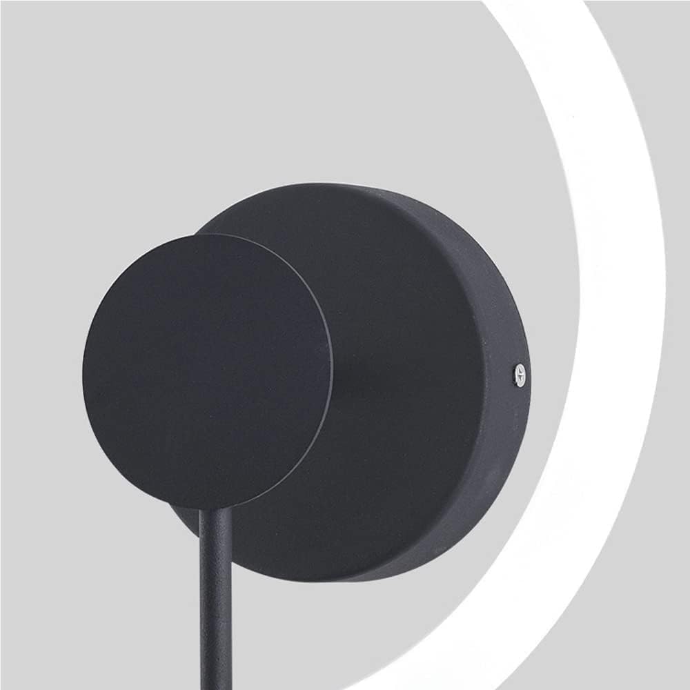 Round Dimmable Wall Sconces Acrylic Modern Wrought Iron Light for Living Room Bedroom Bathroom Kitchen Island(Black)