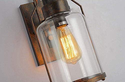 Wall Light Vintage Wall Lights Retro Industrial Wall Lamp Glass Shade Wrought Iron Wall Sconce E27 for Loft Restaurant Bar Living Room Courtyard Decorate Wall Lighting Fixture, Metallic