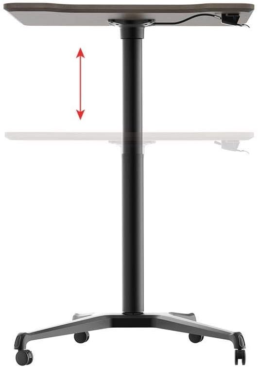 Monoprice Gas-Lift Sit-Stand Rolling Laptop Riser Desk - Dark Walnut (31.5 x 23.5in) Table Top for Single Display, Height Adjustable 29.5'-42.3' Max,Brown