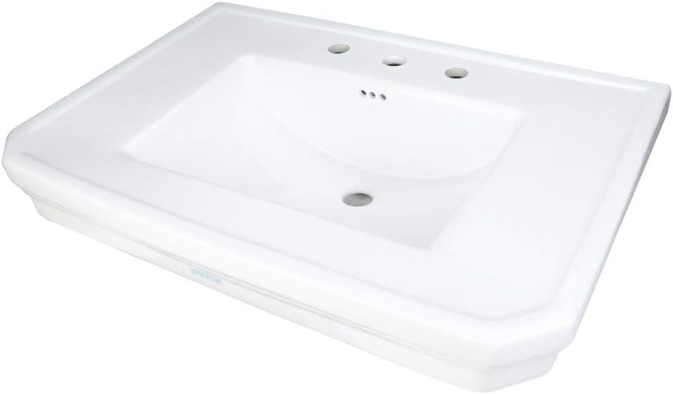 Renovators Supply Manufacturing Victorian 32' W x 34.5' H x 22' Proj. Large White Bathroom Pedestal Sink, Vitreous China, with Overflow, Compatible with 8 in. Widespread Faucets