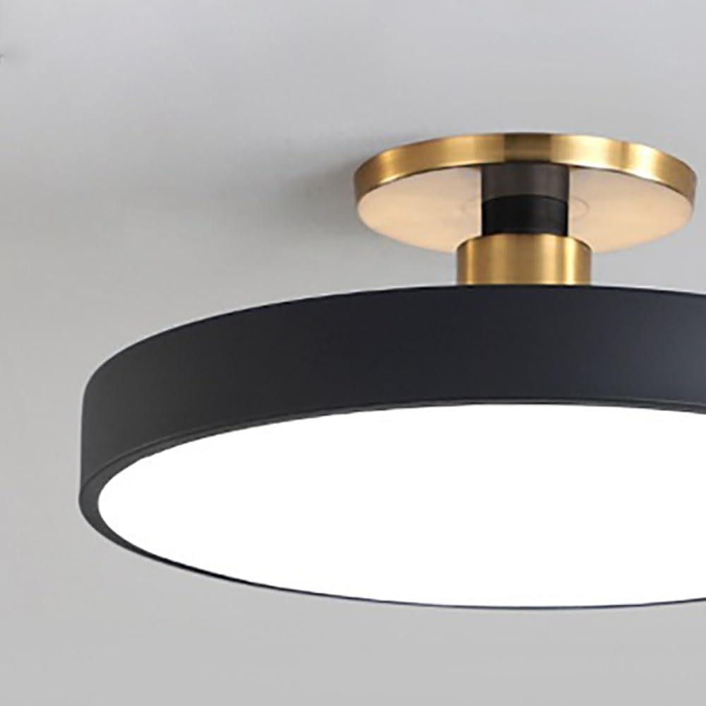 Modern Wrought Iron Ceiling Light Fixture, Round LED Dimmable Semi Flush Mount Ceiling Light for Bedroom Living Room Ceiling Lamp(Black,50cm/19.6in)