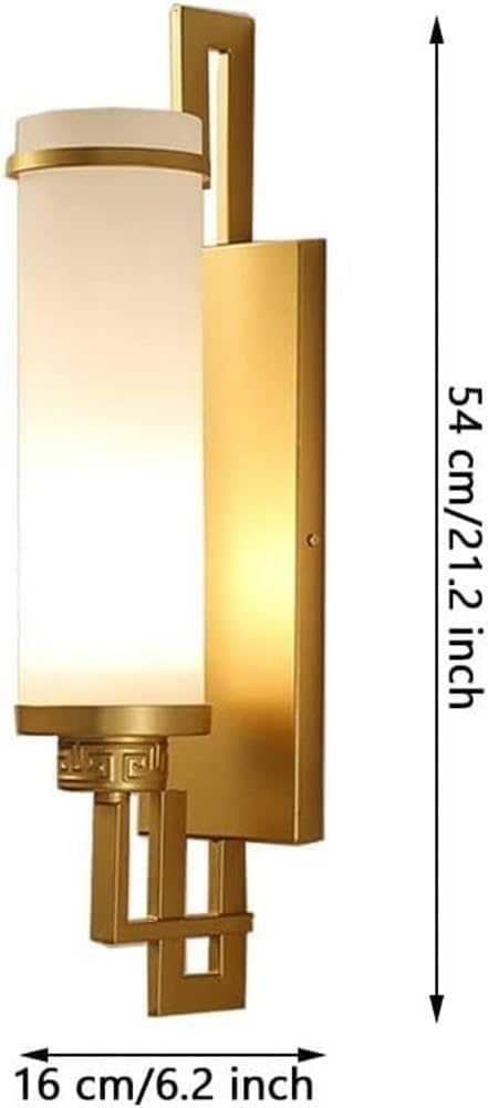 Living Room Dining Room Decorative Wall Sconce Modern Minimalist Glass Wrought Iron Wall Lamp Creative Household Lighting Fixtures Bedroom Bedside Night Wall Light(Gold)