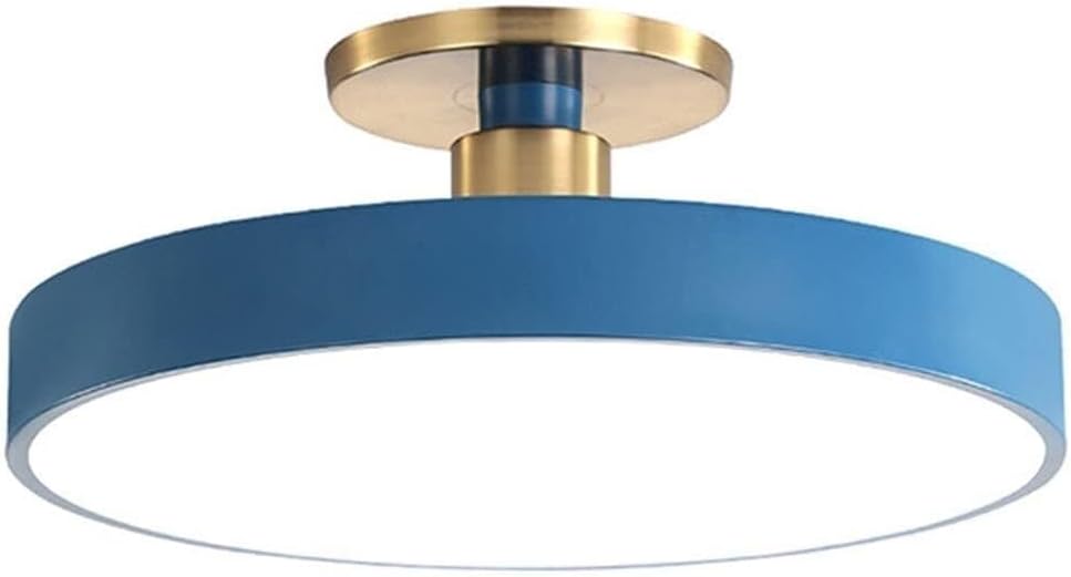 Semi Flush Mount Ceiling Light Modern Wrought Iron Ceiling Light Fixture Macaron Round LED Ceiling Lamp for Living Room Bedroom Dining Room Kitchen Study Room Corridor Chandelier(Blue,30cm)