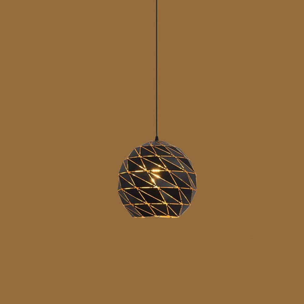 CCACHE E27 Industrial Pendant Light Geometry Wrought Iron Vintage Hanging Pendant Lamp Retro Lamp Fixtures for Kitchen Home Lighting Decor, Single Head Black Hanging Lamps Fixture