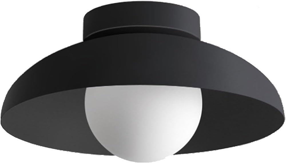 Japanese Style Hanging Lamp G9 Ceiling Light Round Glass Wrought Iron Fixture for Aisle Corridor Kitchen Bedroom Porch Homestay(Black)