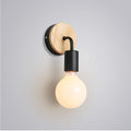 E27 Solid Wood Wall Lamp 350° Rotatable Lights Wrought Iron Holder Bathroom Make-up Light Indoor Decoration Modern Black Mirror