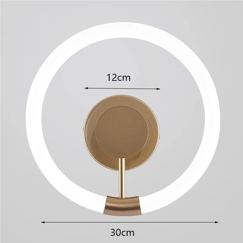 Round Dimmable Wall Sconces Acrylic Modern Wrought Iron Light for Living Room Bedroom Bathroom Kitchen Island(Gold)