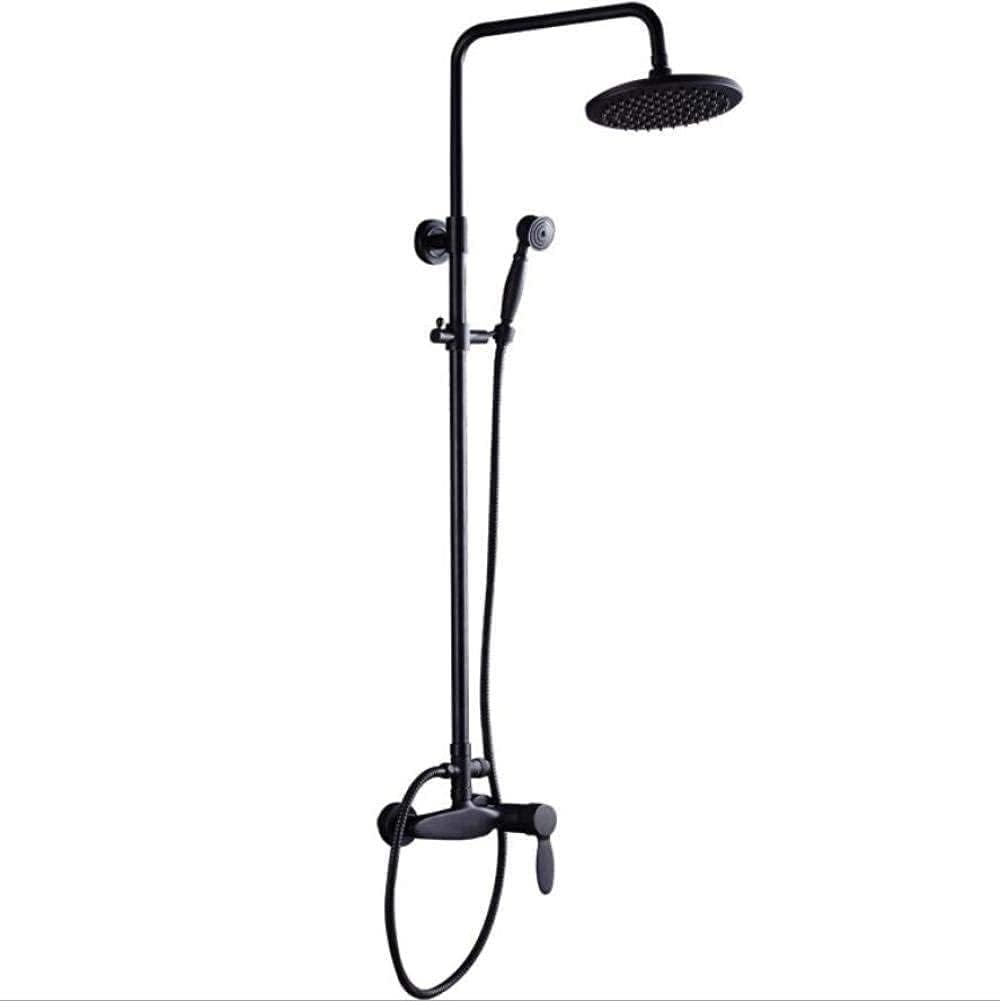 Shower Set Continental Vintage High-End Comfortable Bathroom Black Bronze Round Type Rubber Top Spray Handheld Top Spray Hot and Cold Dual Use Shower Set