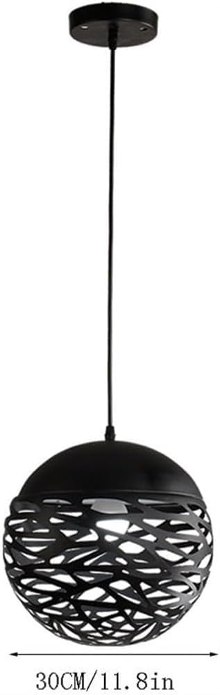 OJRGG Creative European Chandelier Hollow Wrought Iron Pendant Light Study Restaurant Bar Ceiling Light Fixture for Kitchen Island Dining Room Bedroom Hallway Living Room Hanging Light(Black,30cm)