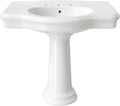 Renovators Supply Manufacturing Darbyshire 34'W x 22.5' D x 32' H Large Bathroom Pedestal Sink. Vitreous China with Overflow, 8 in. Widespread Faucet Holes